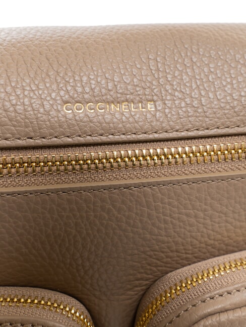 HYLE Mittelgro&szlig;e Ledertasche mit Doppelfunktion warmes Taupe - Damentaschen