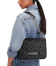 LOVE MOSCHINO QUILTED Umh&auml;ngetasche mit Doppelfunktion Schwarz Schwarz - Damentaschen - 6
