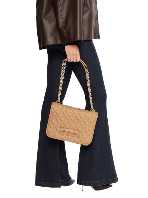 QUILTED Umh&auml;ngetasche mit Doppelfunktion Beige - Damentaschen