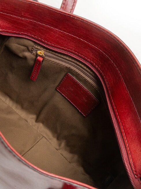 MADDALENA Umh&auml;ngetasche aus Leder Chianti / Bordeaux / Gold - Damentaschen