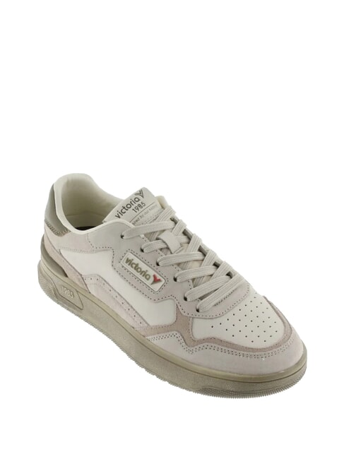 C80-URBAN Ledersneaker mit Vintage-Logo Creme - Damenschuhe