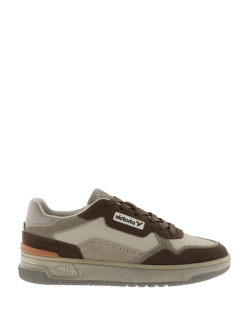 C80-URBAN Ledersneaker mit Vintage-Logo Taupe - Damenschuhe