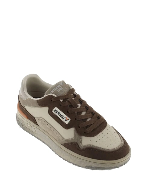 C80-URBAN Ledersneaker mit Vintage-Logo Taupe - Damenschuhe