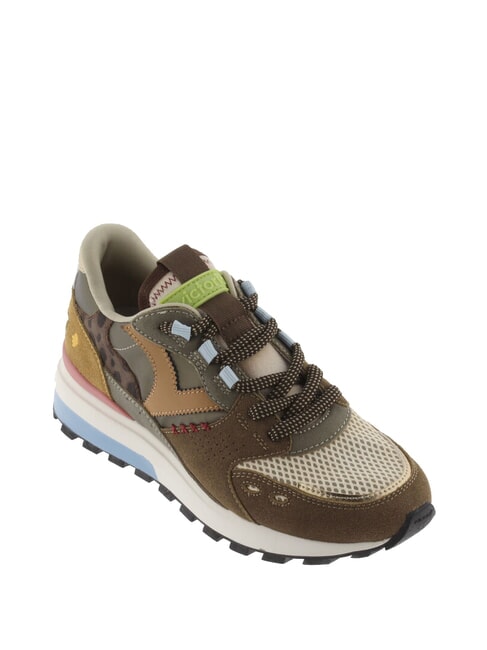 LUNA Patchwork-Sneaker mit gezackter Sohle Schokolade - Damenschuhe