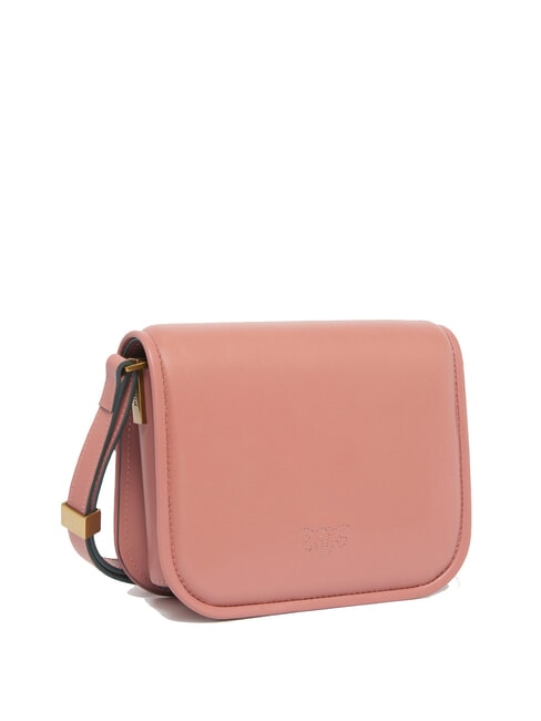 LOVE BOX Mini-Tasche aus Nappaleder mit &Uuml;berschlag Aragonbraun-Antikgold - Damentaschen