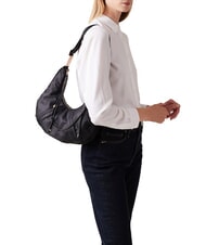 BORBONESE FOLD  Weiche Umh&auml;ngetasche dunkles Schwarz - Damentaschen - 5