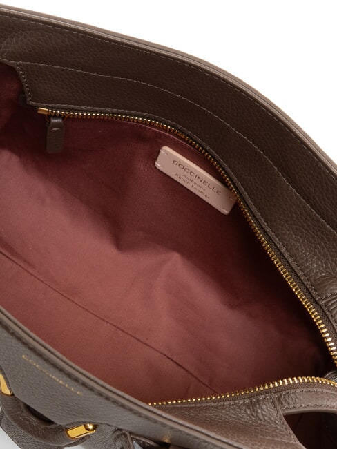 YORK Handtasche aus geh&auml;mmertem Leder brauner Fondant - Damentaschen