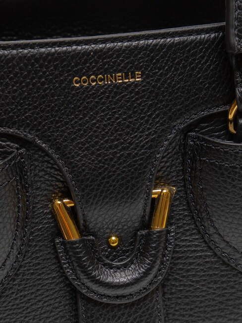 YORK Handtasche aus geh&auml;mmertem Leder Schwarz - Damentaschen