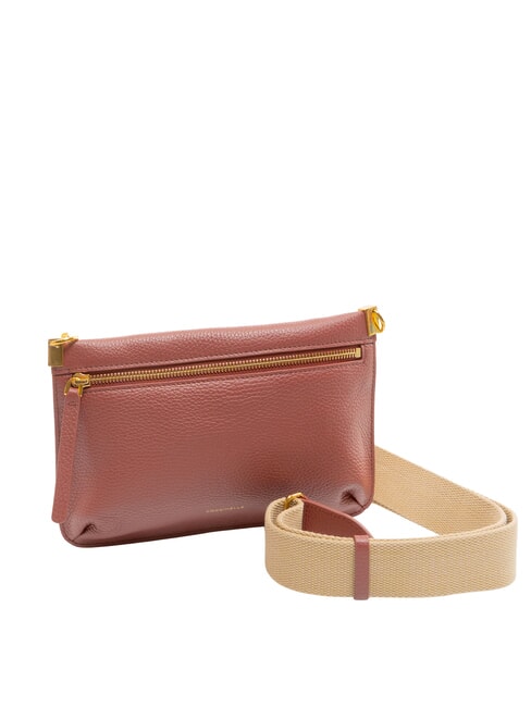 HYLE Kleine flache Umh&auml;ngetasche aus Leder Brandy - Damentaschen