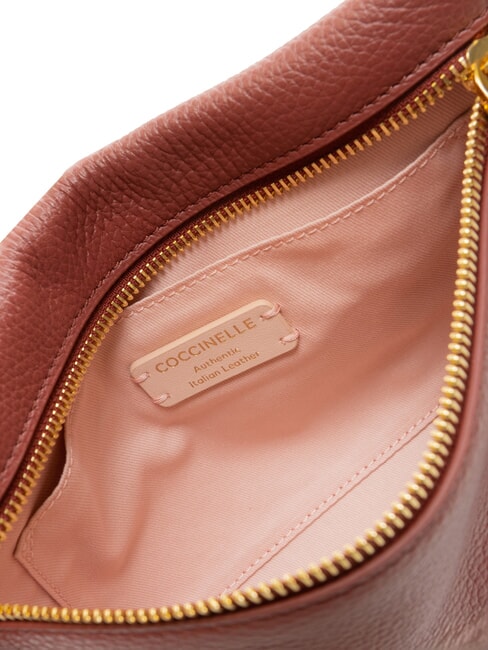 HYLE Kleine flache Umh&auml;ngetasche aus Leder Brandy - Damentaschen