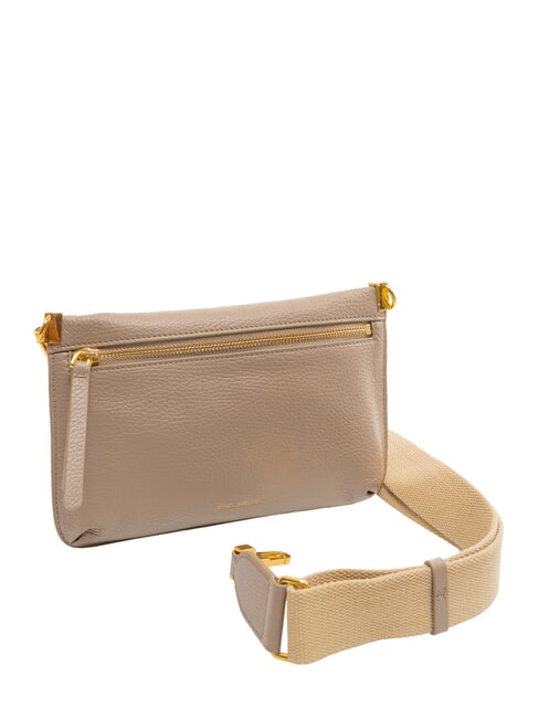 HYLE Kleine flache Umh&auml;ngetasche aus Leder warmes Taupe - Damentaschen