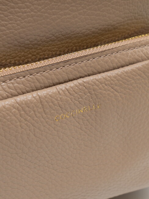 JEN Runder Lederrucksack mit Tasche warmes Taupe - Damentaschen