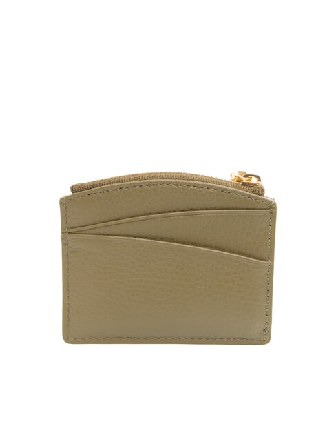 ROUNDED PRINTED Kleines Kartenetui aus Leder mit Rei&szlig;verschluss Lorbeergr&uuml;n - Brieftaschen Damen