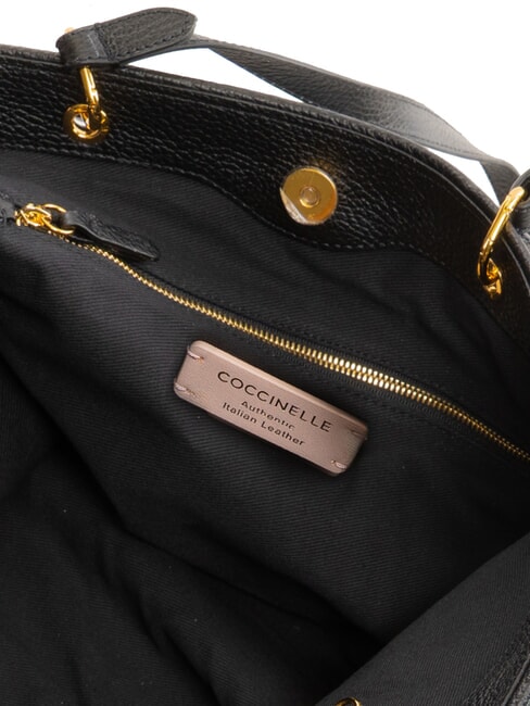 CALLISTO Einkaufstasche aus Leder mit gepr&auml;gtem Logo Schwarz - Damentaschen