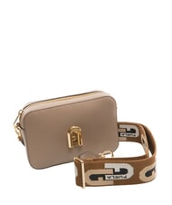 FURLA GARDENIA Kameratasche aus Leder mit Keria-Print Taupe + Cognac-T&ouml;ne - Damentaschen - 2