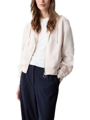 STUNNING Sweatshirt mit durchgehendem Rei&szlig;verschluss, Kapuze und Falten Weihrauch - Sweatshirts Damen