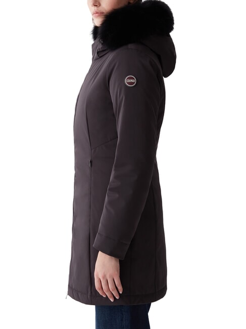 PURENESS Lange, wattierte Jacke mit Kapuze Schwarz - Daunenjacken f&uuml;r Damen