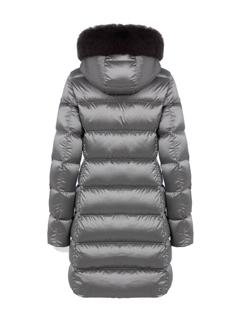 DELUXE Lange wattierte Daunenjacke mit Kapuze dunkler Stahl-dunkler Stahl - Daunenjacken f&uuml;r Damen