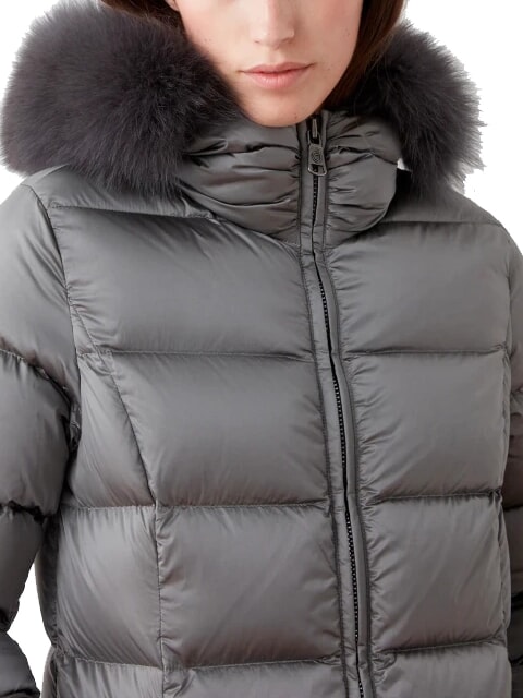 DELUXE Lange Daunenjacke mit Kapuze dunkler Stahl-dunkler Stahl - Daunenjacken f&uuml;r Damen