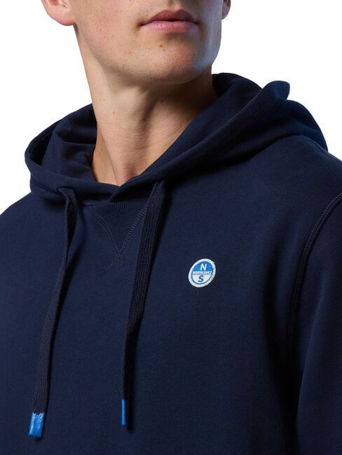 ROUND LOGO Baumwoll-Hoodie Navy blau - Sweatshirts Herren