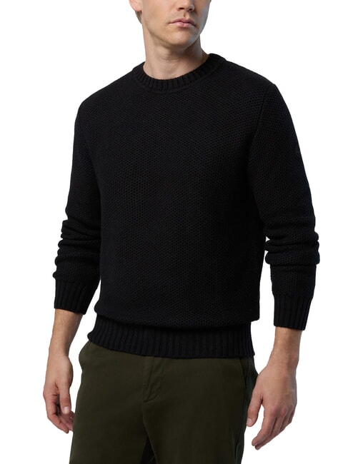 N|S Rundhalspullover mit Waffelmuster dunkelgrau meliert - Herrenpullover