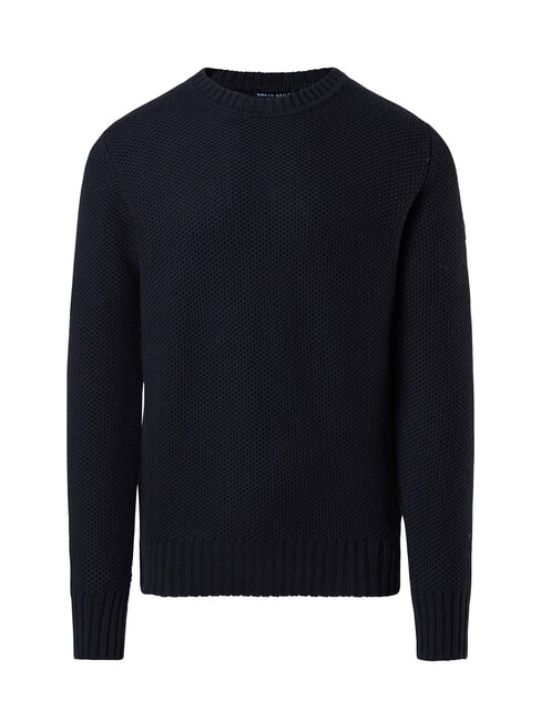 N|S Rundhalspullover mit Waffelmuster Navy blau - Herrenpullover