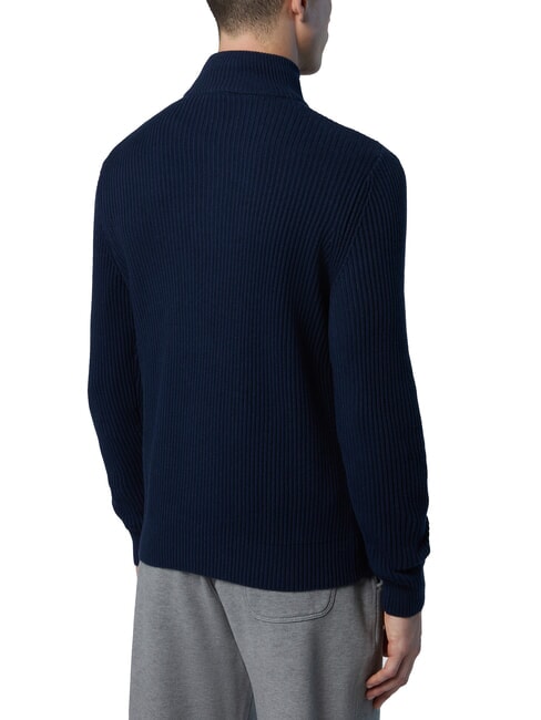 N|S Gerippter Rollkragenpullover mit halbem Rei&szlig;verschluss Navy blau - Herrenpullover
