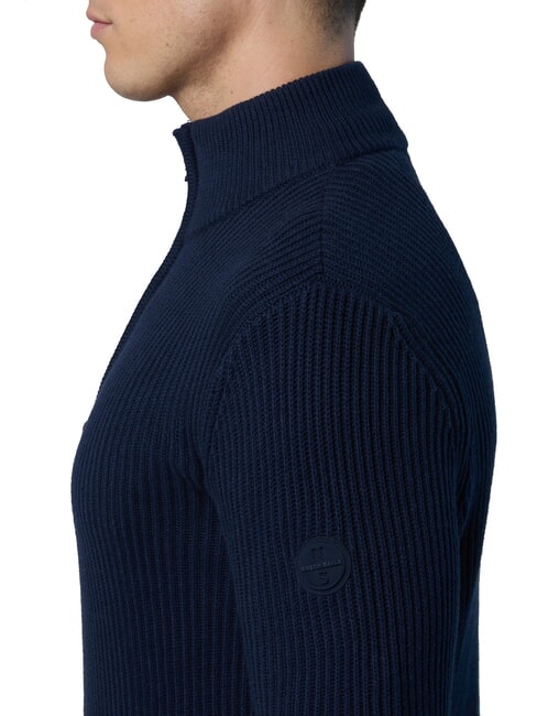 N|S Gerippter Rollkragenpullover mit halbem Rei&szlig;verschluss Navy blau - Herrenpullover