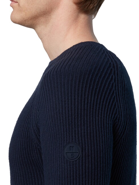 N|S Gerippter Rundhalspullover Navy blau - Herrenpullover