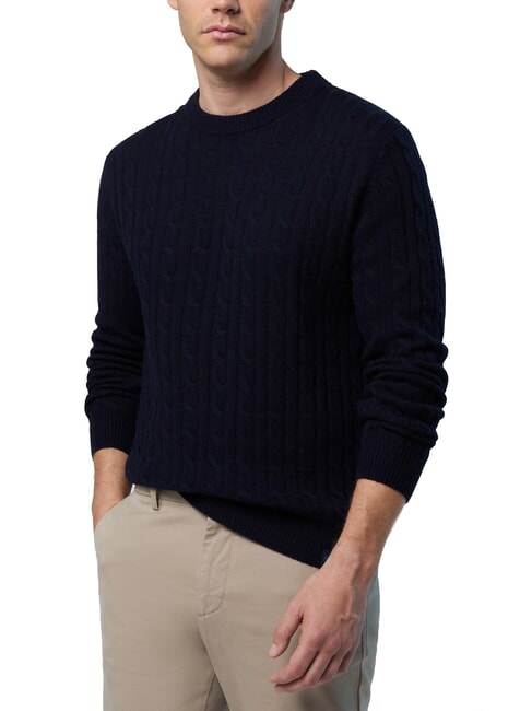 N|S Pullover mit Rundhalsausschnitt und Zopfmuster Navy blau - Herrenpullover