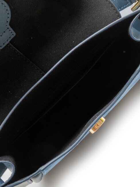 FLOW Kleine Ledertasche mit Schultergurt grau-blaue T&ouml;ne - Damentaschen