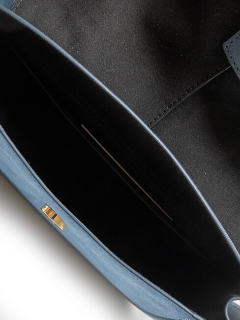 FLOW Mittelgro&szlig;e Ledertasche mit Schultergurt grau-blaue T&ouml;ne - Damentaschen