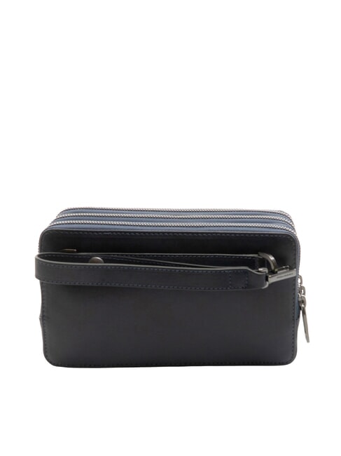 W136 Herren-Clutch aus Leder mit 3 F&auml;chern Blau - Tablettmappe &amp; Organizer