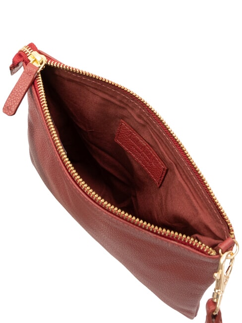 SMALL Kleine Clutch aus Leder mit Handgelenksriemen Rot - Damentaschen