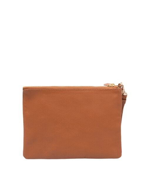 SMALL Kleine Clutch aus Leder mit Handgelenksriemen Cognac - Damentaschen
