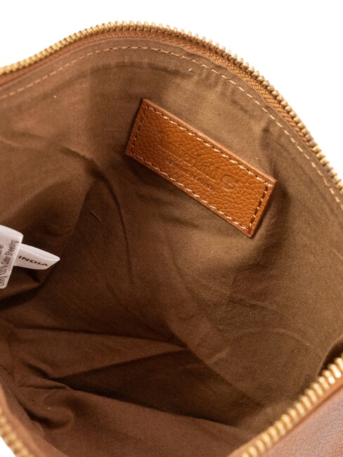 SMALL Kleine Clutch aus Leder mit Handgelenksriemen Cognac - Damentaschen