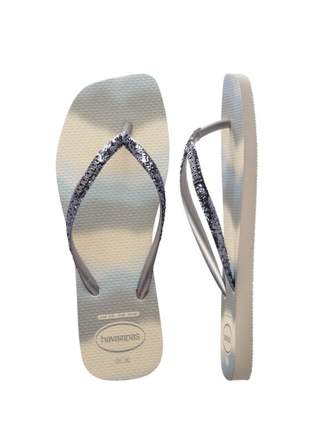 STYLESLIM SQUARE GLITTER Quadratische Flip-Flops beige/silber metallic - Damenschuhe