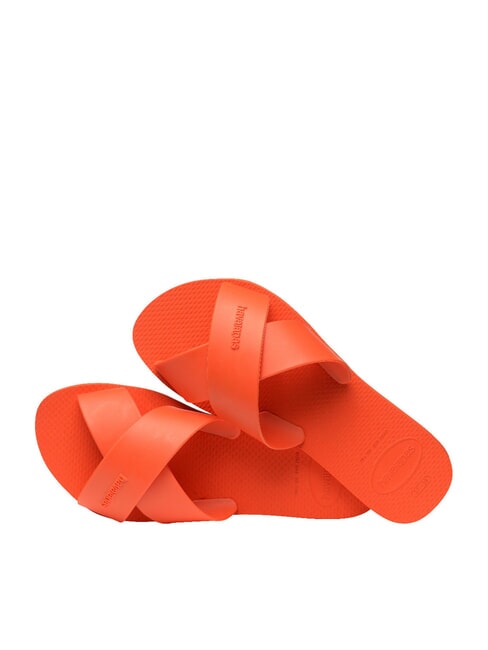 AQUA Slipper mit Kreuzband Sonnenuntergangsorange - Damenschuhe
