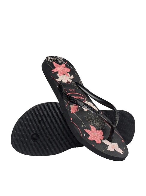 SLIM ORGANIC Flip-Flops schwarz/dunkelasche/hellrosa - Damenschuhe