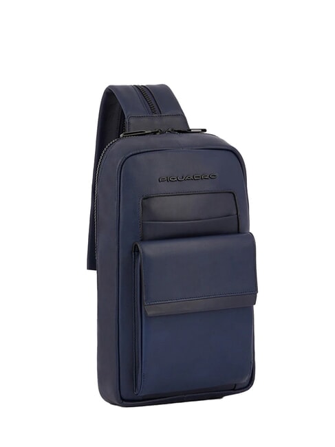 FINN  Rucksack / Umh&auml;ngetasche aus Leder Blau - PC-Rucks&auml;cke
