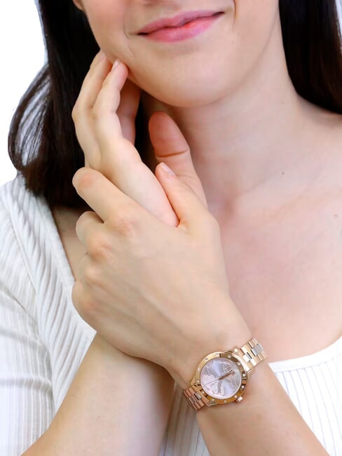 MOOREA Stahluhr mit reiner Zeitanzeige ros&scaron; - Uhren