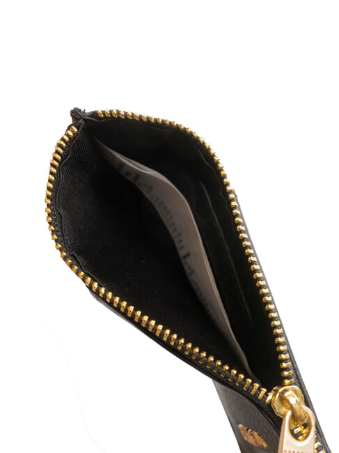 EDA Flaches Kartenetui aus Leder mit Rei&szlig;verschluss Schwarz - Brieftaschen Damen