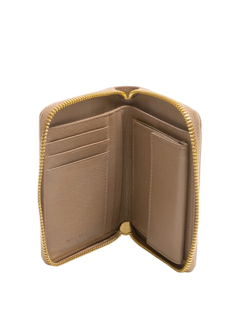 EDA Mittelgro&szlig;e Lederbrieftasche mit Rundum-Rei&szlig;verschluss taupe - Brieftaschen Damen