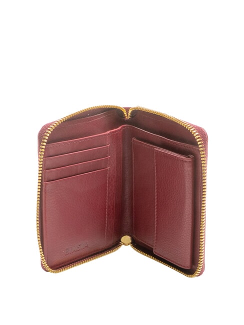 EDA Mittelgro&szlig;e Lederbrieftasche mit Rundum-Rei&szlig;verschluss Burgund - Brieftaschen Damen