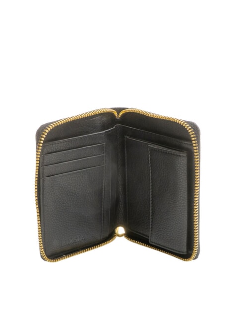 EDA Mittelgro&szlig;e Lederbrieftasche mit Rundum-Rei&szlig;verschluss Schwarz - Brieftaschen Damen