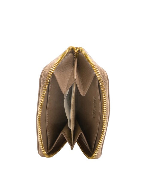 EDA Kleine Lederbrieftasche mit Rundum-Rei&szlig;verschluss taupe - Brieftaschen Damen