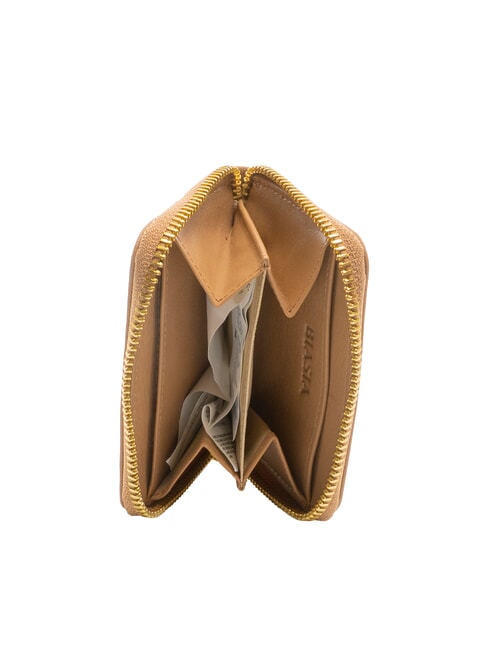 EDA Kleine Lederbrieftasche mit Rundum-Rei&szlig;verschluss Kamel - Brieftaschen Damen