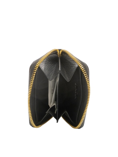 EDA Kleine Lederbrieftasche mit Rundum-Rei&szlig;verschluss Schwarz - Brieftaschen Damen