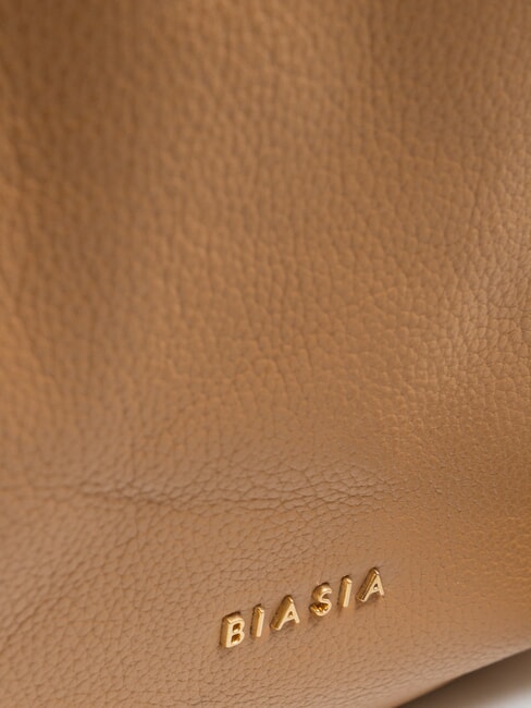 WEAVE Leder-Shoppingtasche mit Schultergurt Kamel - Damentaschen