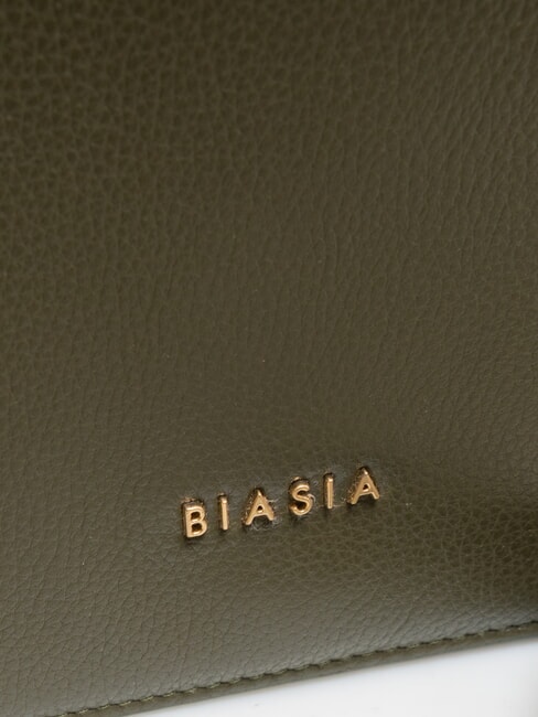 NOVEAU Umh&auml;ngetasche aus Leder mit &Uuml;berschlag Moos - Damentaschen